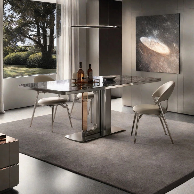 Table de salle à manger décontractée de luxe italien, H 29,53 po x L 62,99 po x l 35,43 po
