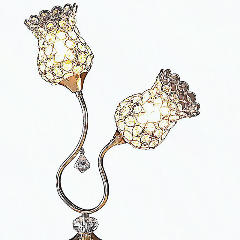 Lampe de table en métal or rose 18,75 "Trompette Glam