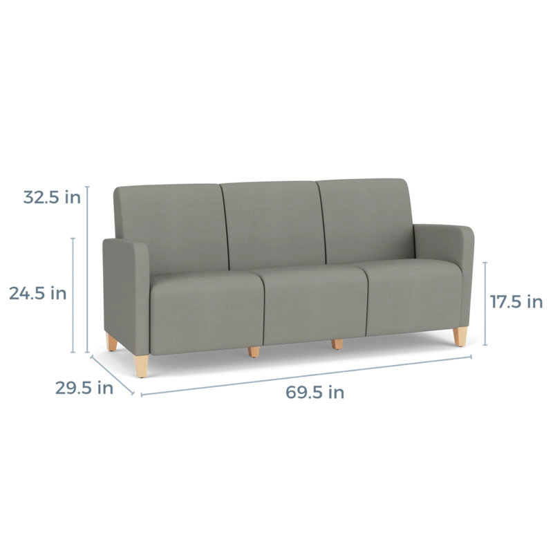 Ravenna Lounge Reception 3 Seat Tandem Seating No Center Arm, Natural Wood, Patriot Plus Dove