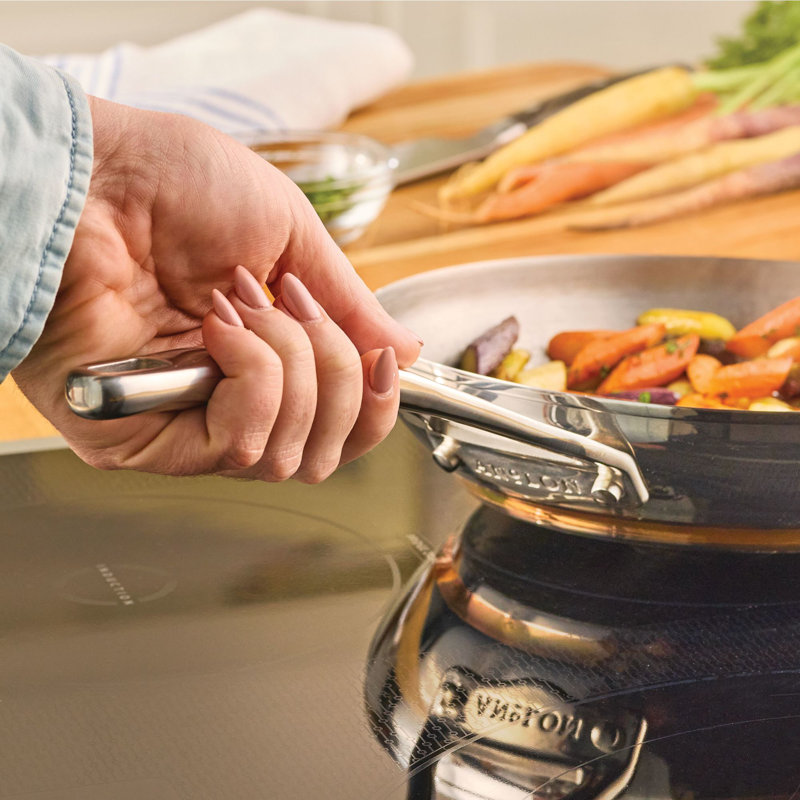Anolon Nouvelle Copper Stainless Steel Induction Frying Pans / Skillet Set, 8 Inch and 9.5 Inch, Silver