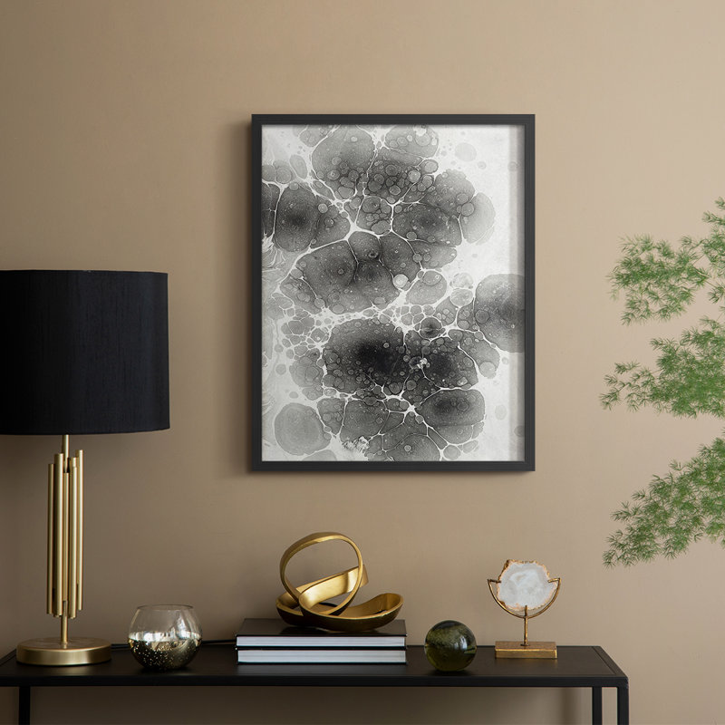 Marbling II Framed Print - Solid Wood, Black, 30" H x 24" W
