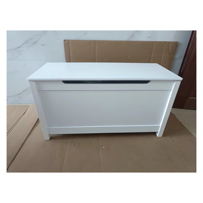 White MDF Kids Toy Box with Safety Hinged Lid - TSCA & CPSIA Compliant Storage Chest