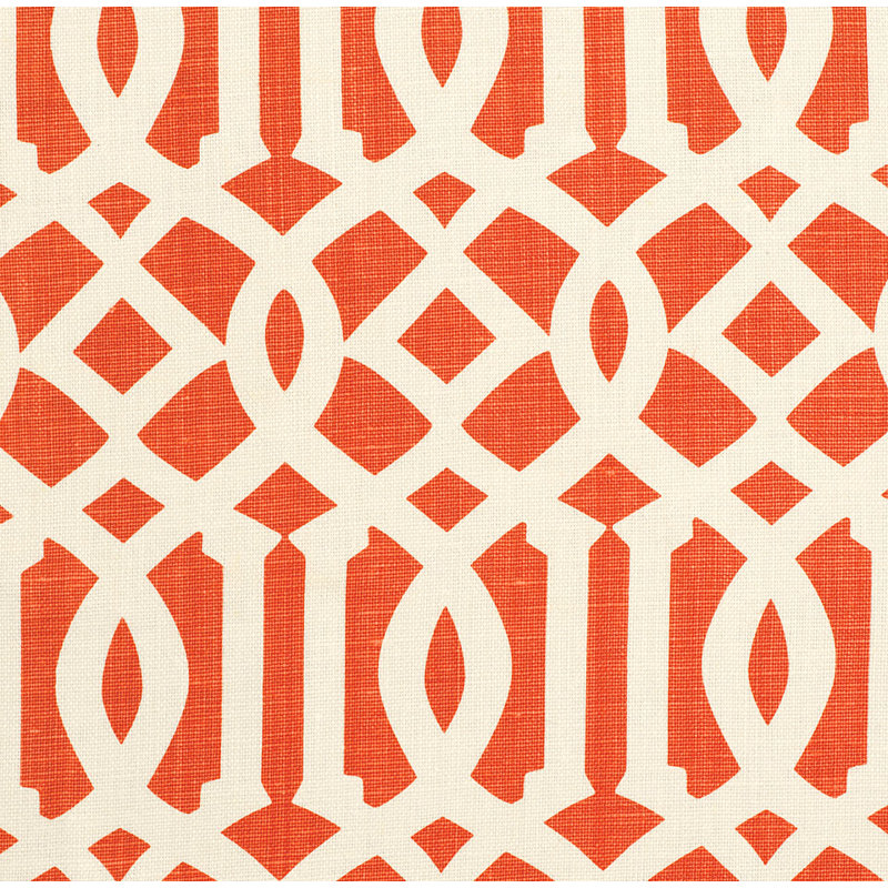 Tissu 100% lin Imperial Trellis, Ivoire / mandarine