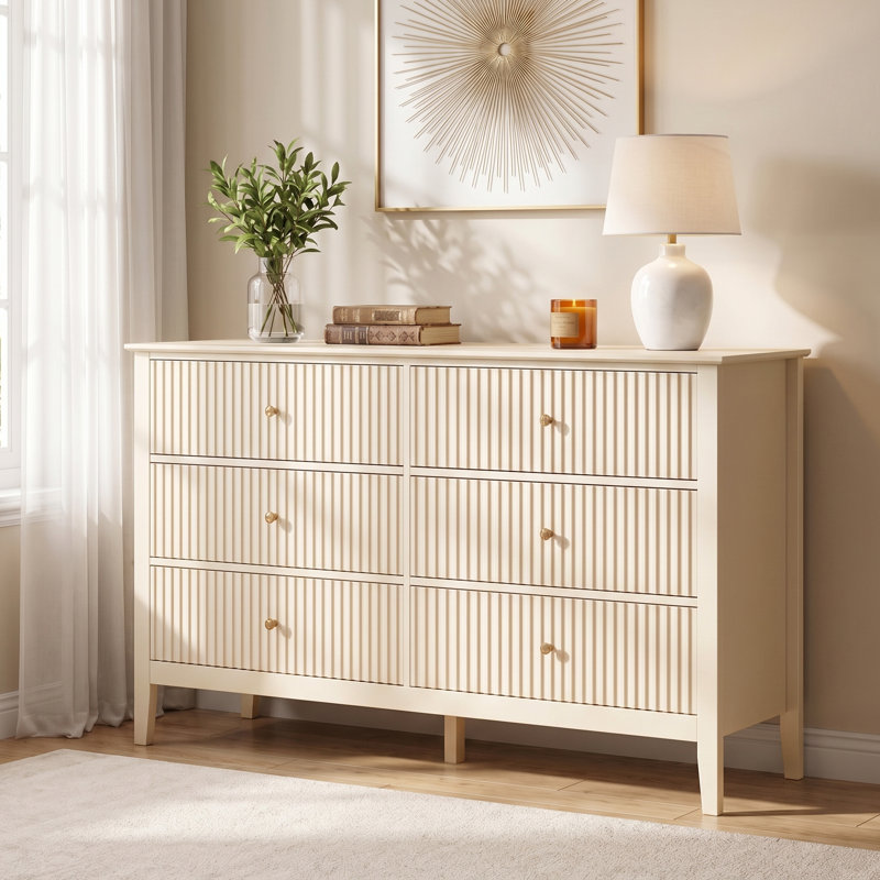 Philomena 119.38cm W 6 - Drawer Chest of Drawers, Beige