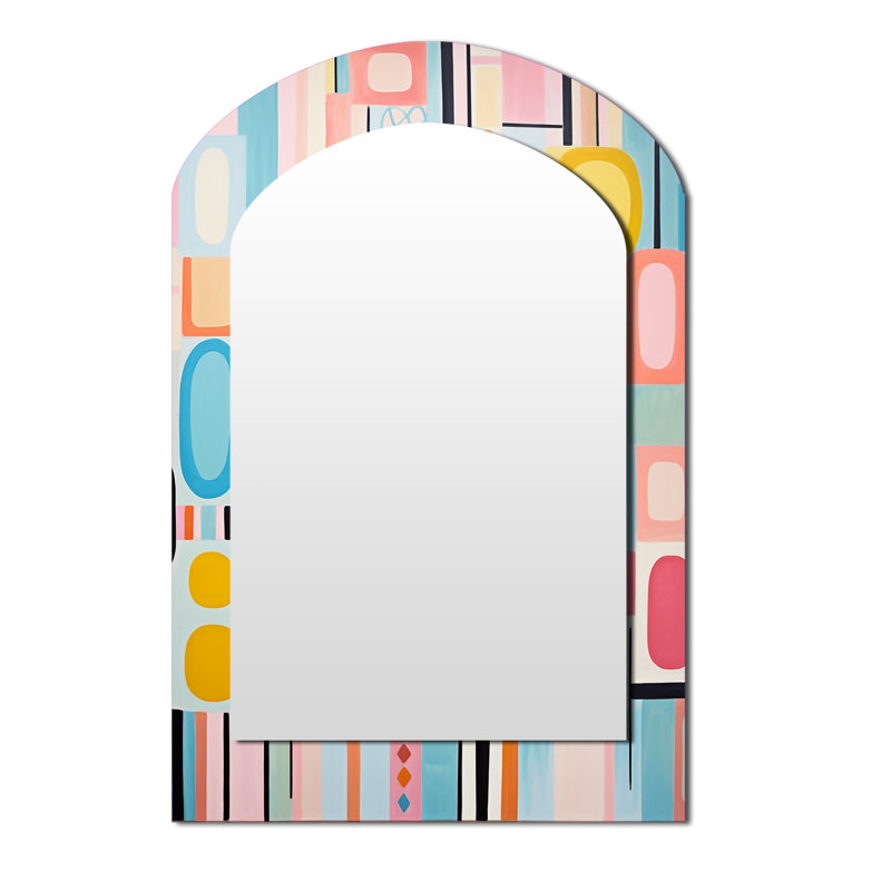 Miroir mural rose Mid-Century, 43 po x 33 po