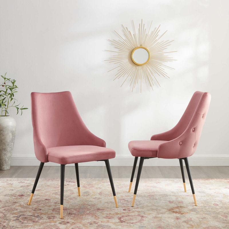 Adorn Button-Tufted Velvet Dining Chair, Dusty Rose