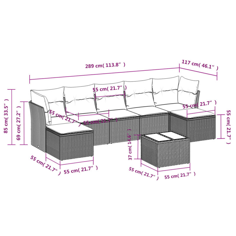 Ensemble de canapé de jardin Vidaxl