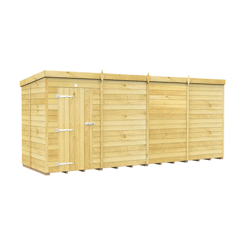 16ft x 5ft Pent Shed - Single Door without Windows