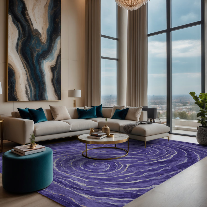 Tapis mauve lavable à la machine, Rectangle 7 pi x 10 pi