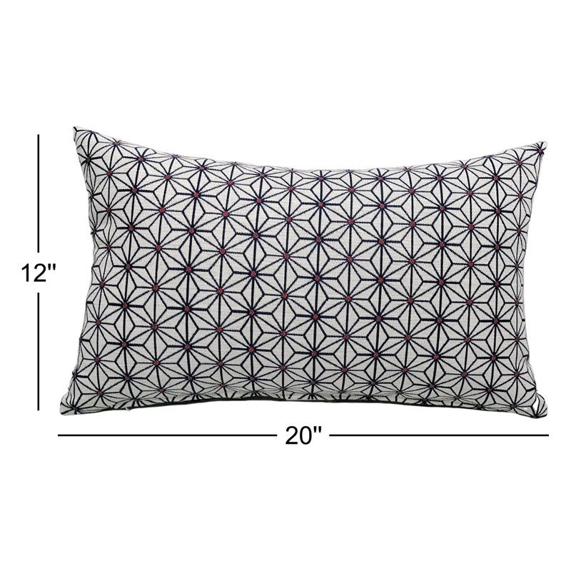 Housse de coussin et insert rectangulaire Liza en bleu / blanc / rouge