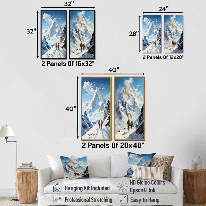 Ensemble de salon 2 pièces montagnes françaises, Toile tendue, H 28 po x l 25 po