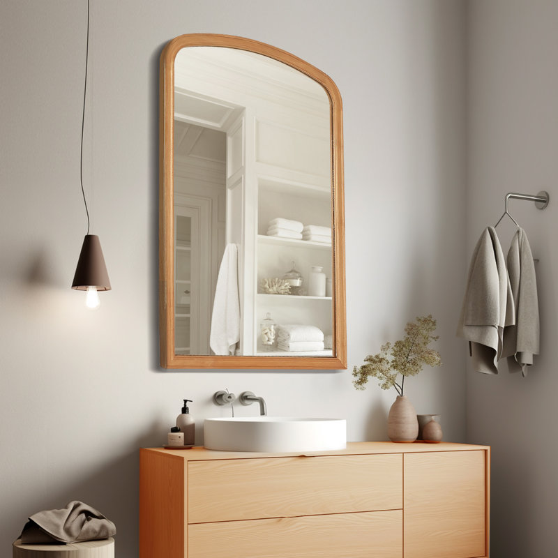Miroir mural Lucena Farmhouse, Bois naturel, 36 po x 24 po