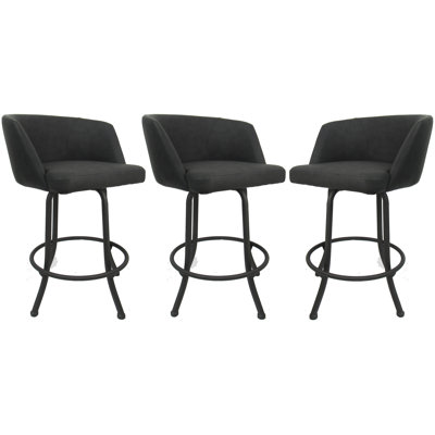 Swivel Upholstered Counter Stool with Steel Frame