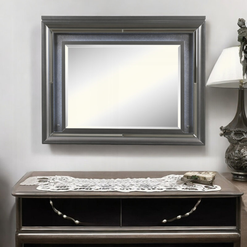 Metallic Gray Finish Mirror W/Led