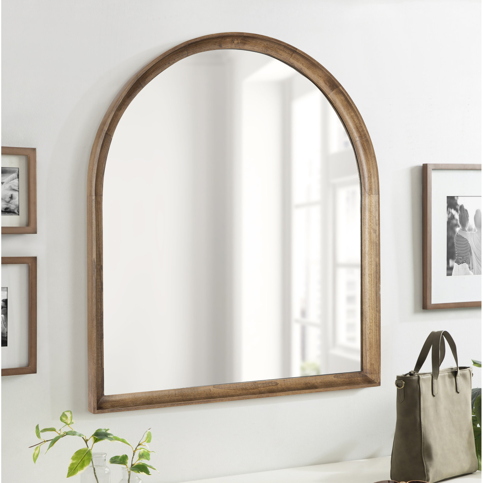 Branwell Wood Flat Mirror, 36" x 32", Rustic Brown