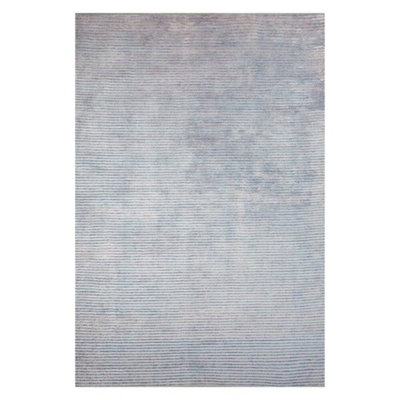 Tapis gris / bleu clair en polyester tissé à la machine Deboser