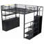 Full Size Metal Loft Bed with Storage (No Box Spring Needed, Strong Support)-1988897954