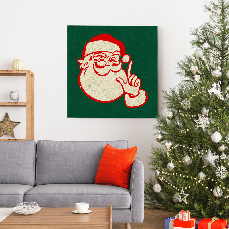 Reproduction d’art sur toile tendue « pop Santa » rétro, H 32 po x l 32 po x P 1 po
