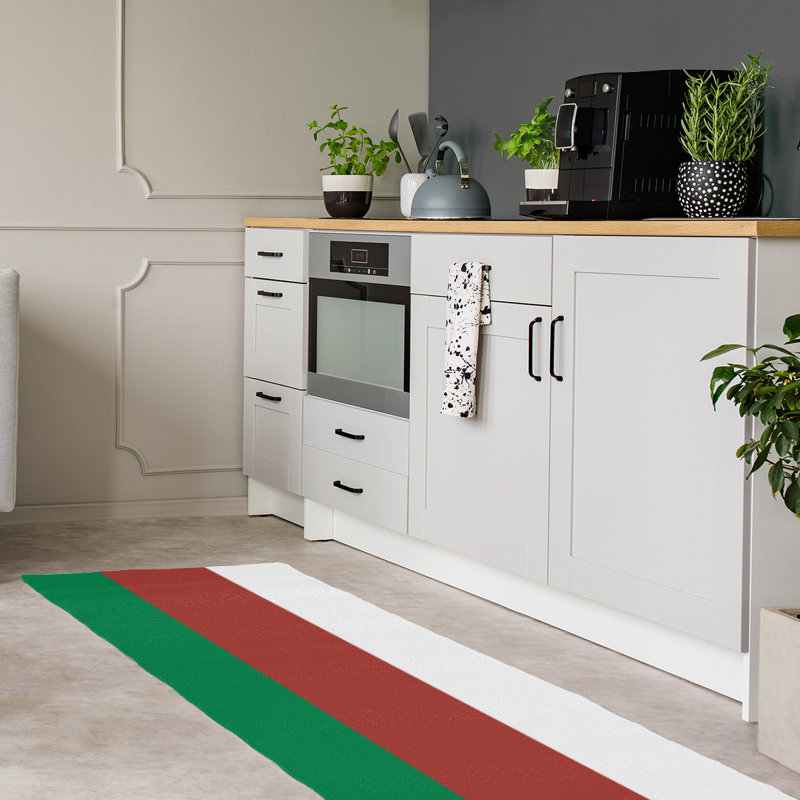 Tapis à rayures vert/doré, Tapis de couloir 2 pi 6 po x 8 pi