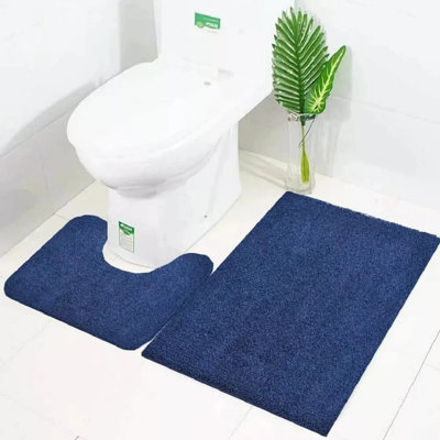2 Piece Alya Small Bath Mat Ultra Soft Bathroom Rug Anti Slip Toilet Rug Pedestal Mat Set
