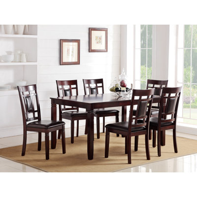 Modern Contemporary 7Pc Dining Set Finish Unique Eyelet Back 6X Side Chairs Cushion Seats Dining Room Furniture -  Red Barrel StudioÂ®, AD96EFB6AF4D441DBB4E771E2EBC2764