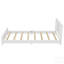 Lit plateforme simple en bois massif avec tête de lit - Lit de plancher à profil bas avec lattes de support, blanc-1603756326