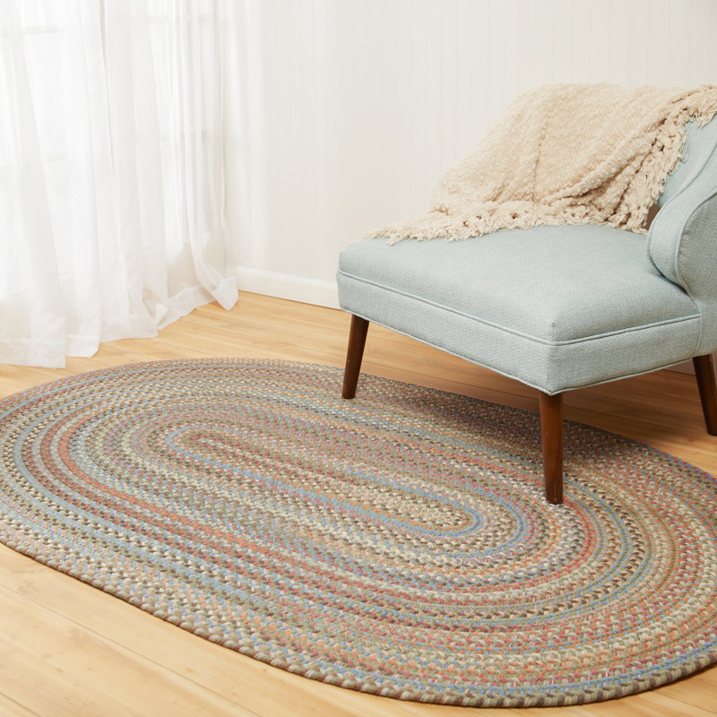 Tapis en laine tressé à la main à motif d'algues élizondo, Ovale 2 pi x 3 pi