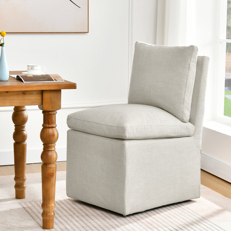 Fontana 19" Wide Chenille Fabric Modern Down Fill Parsons Chairs with Casters