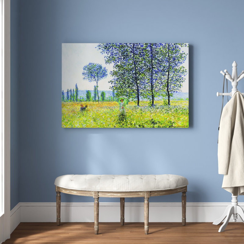 «Field in Spring», reproduction sur toile par Claude Monet, L 27 po x H 18 po, Toile tendue, Sans cadre