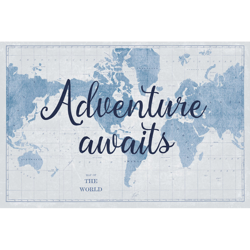 Carte du monde, aventure blanche et bleue, H 12 po x l 8 po