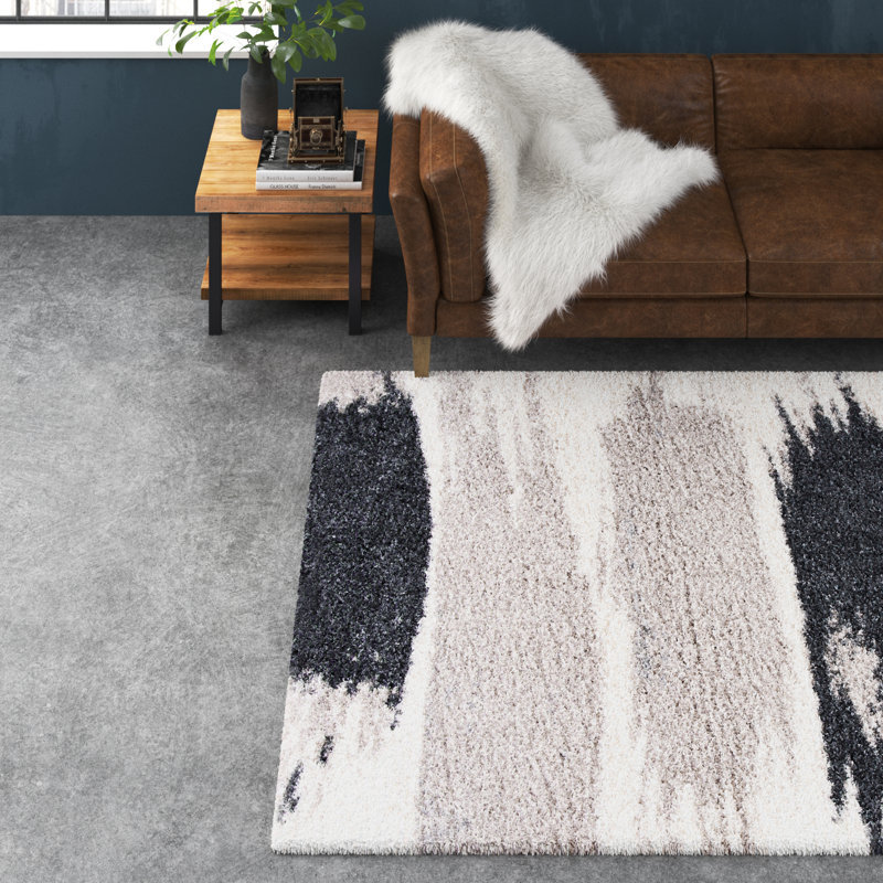 Saraland Abstract Gray/Cream Area Rug, Rectangle 8' x 10'