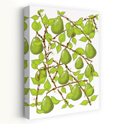 «Green Pears on Tree Abstract Organic Fruit Nature», reproduction d'art murale