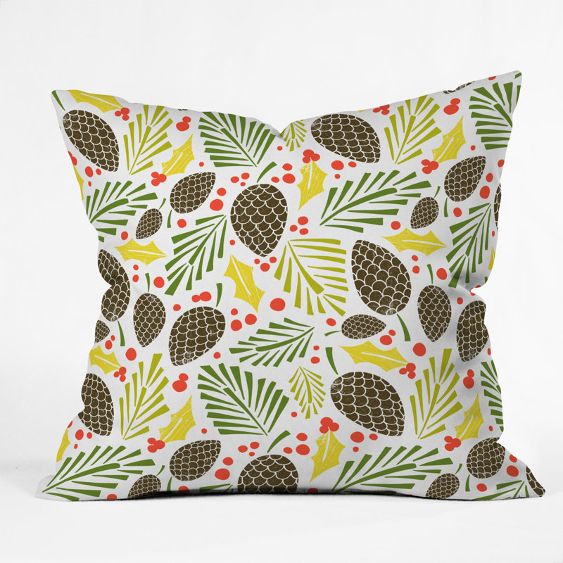 Coussin intérieur / extérieur Winter Woodlands, 18 po x 18 po, Jaune / Brun