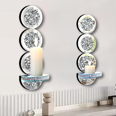 Crystal Broken Diamond Candle Wall Light