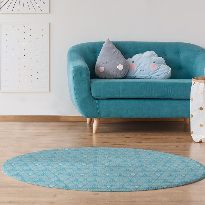 Chenille Geometric Indoor Rug, Round 5'