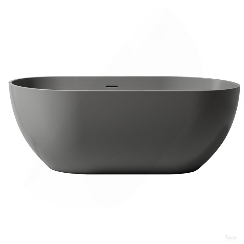 Baignoire de trempage à surface solide de 59 pouces - Baignoire profonde autoportante, Gris mat