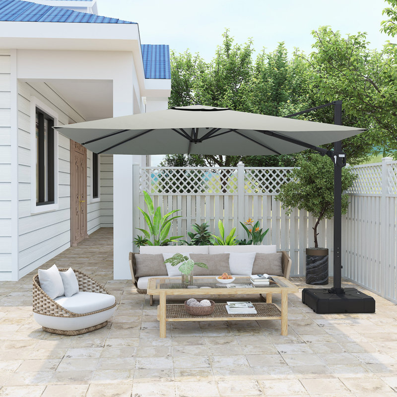 Parasol de patio en porte-à-faux carré 11 pi gris (sans base de parasol), Gris