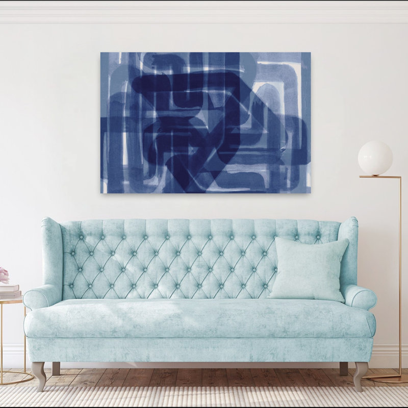 Art contemporain abstrait équation indigo, H 40 po x l 60 po