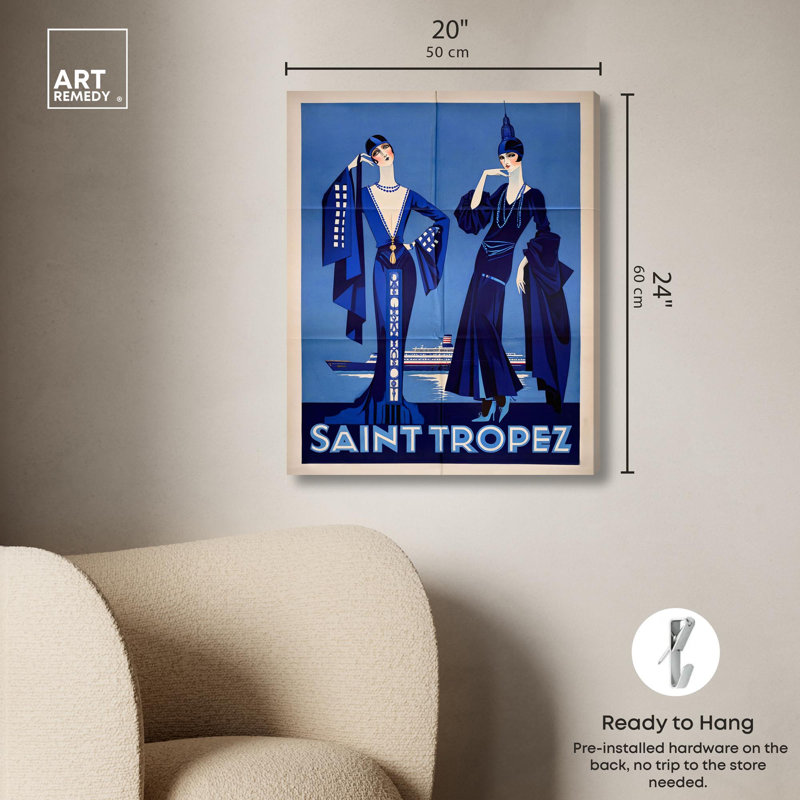 Impression rétro sur toile rétro par Vogue, H 24 po x l 20 po, Toile tendue avec châssis