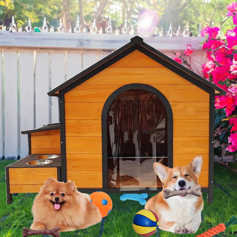 Abri pour animaux en bois massif avec rangement - Keep Fun Going Large Dog House
