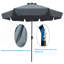 Parasol de patio extérieur 10pi (3 m) avec rabat, 8 pièces, avec inclinaison, avec manivelle, sans base, gris / anthracite, taille de poteau 38 mm (1,49 pouce)