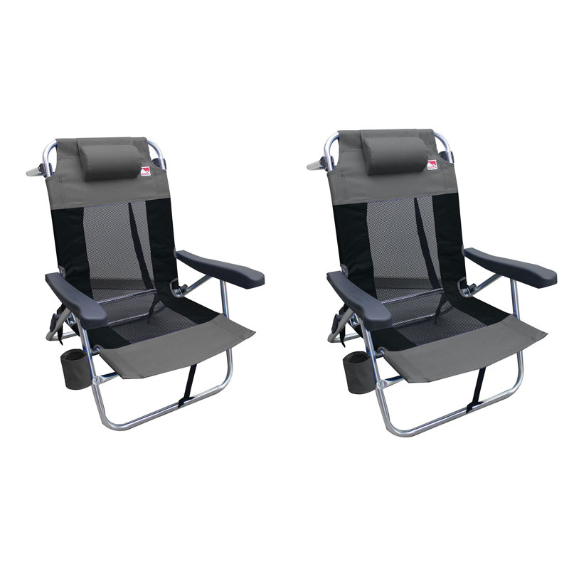 Chaise de plage inclinable pour l'extérieur, gris
