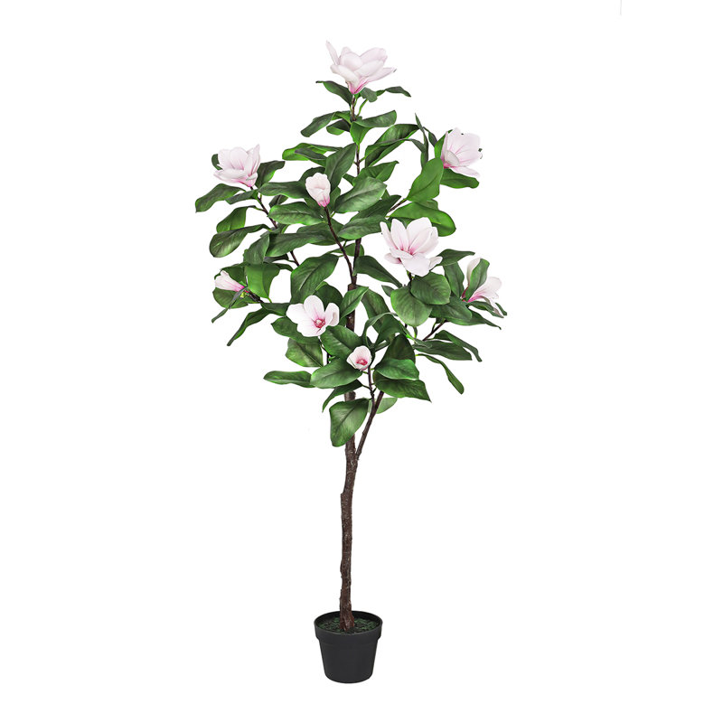 Artificial Magnolia Flower Tree in Pot, Pink-White