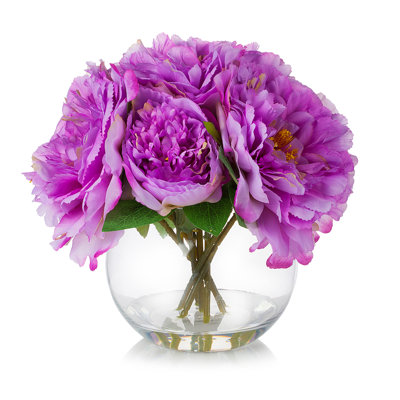 Faux Silk Peony Arrangement in Vase