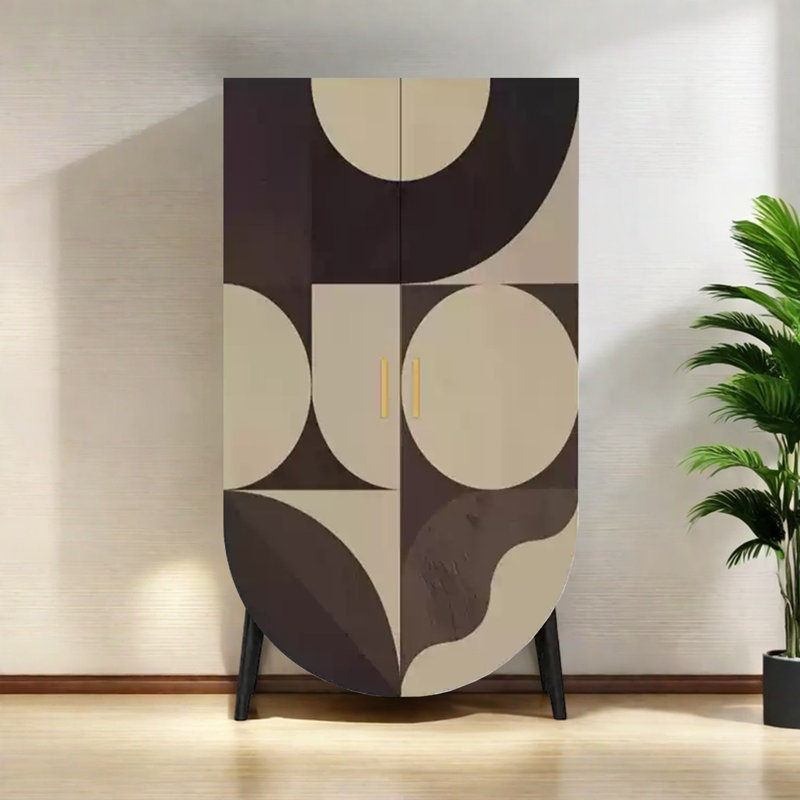 Armoire de rangement moderne à double porte, Brun / Noir