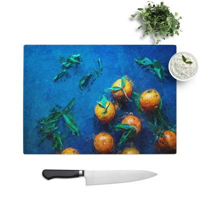 Glass Fresh Oranges Chopping Board