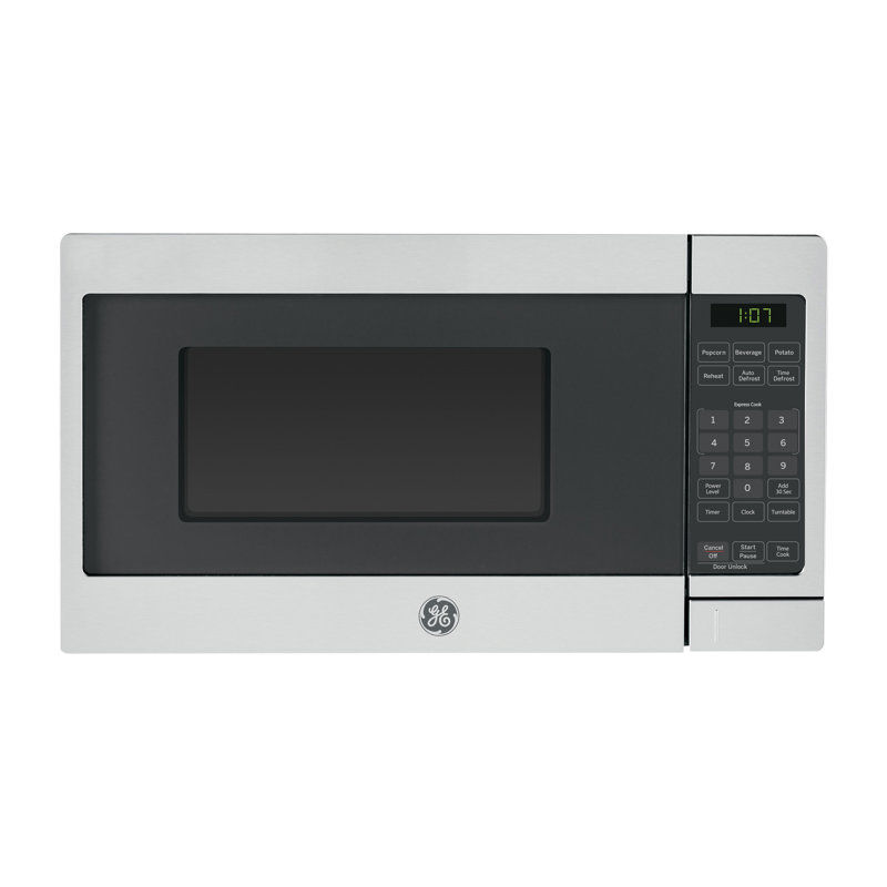 GE 0.7 Cu. Ft. Spacemaker Countertop Microwave Oven, Stainless Steel;Black