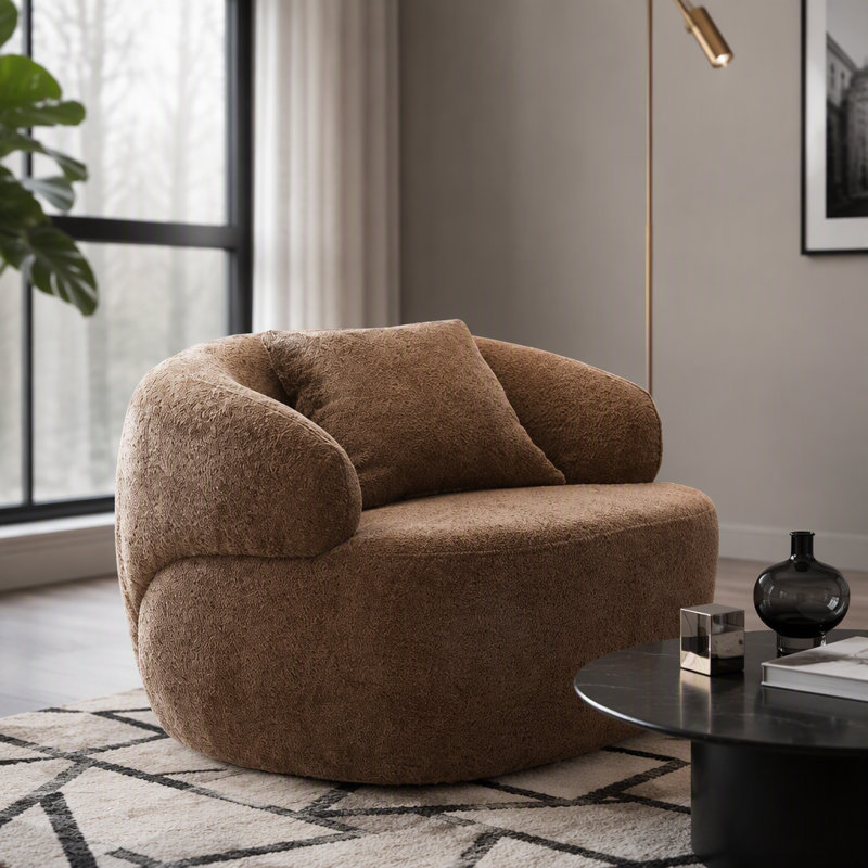 Canapé pivotant 360 ° Mid Century, Tissu brun