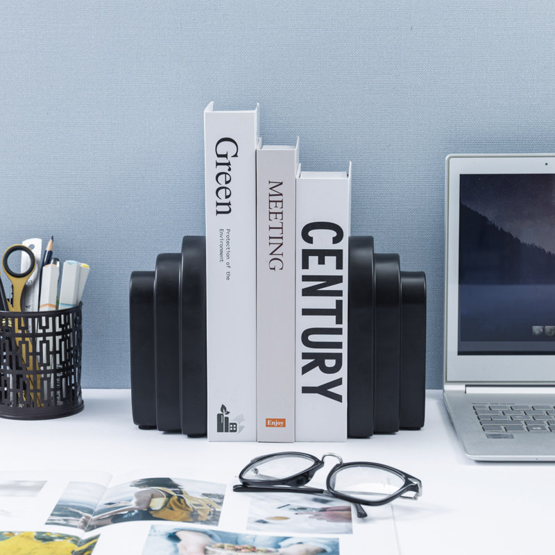 Home Office Concrete Black Decorative Bookends