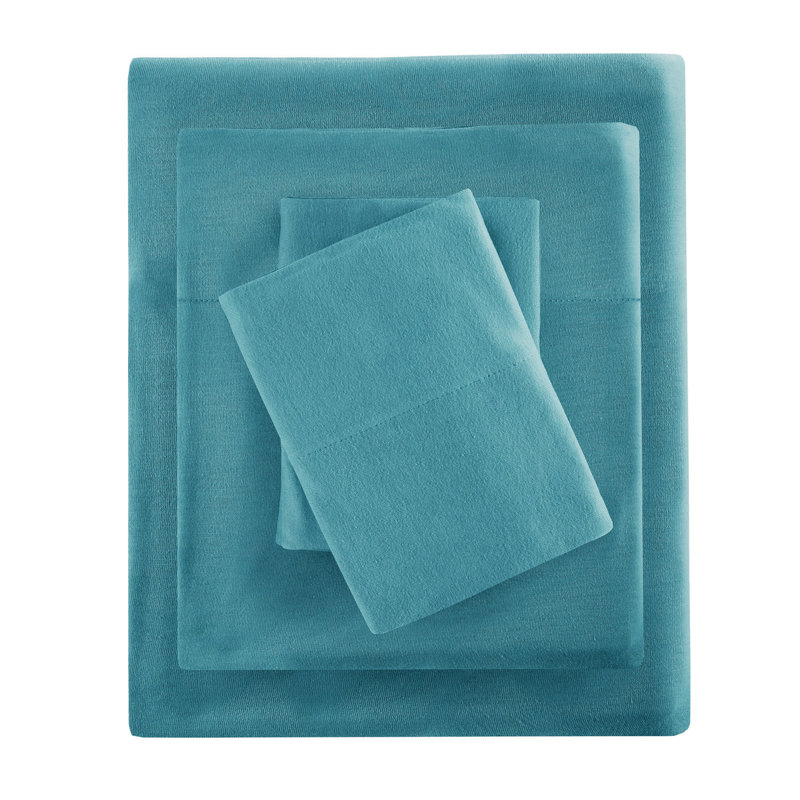 Ensemble de draps en tricot de coton toutes saisons Gracie Mills Atlas, Bleu sarcelle